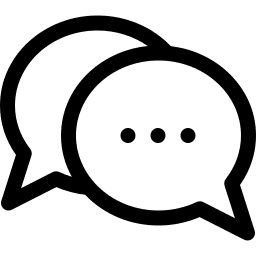 Two overlapping speech bubbles, one slightly in front of the other, with three dots inside the front bubble, representing a conversation or chat.