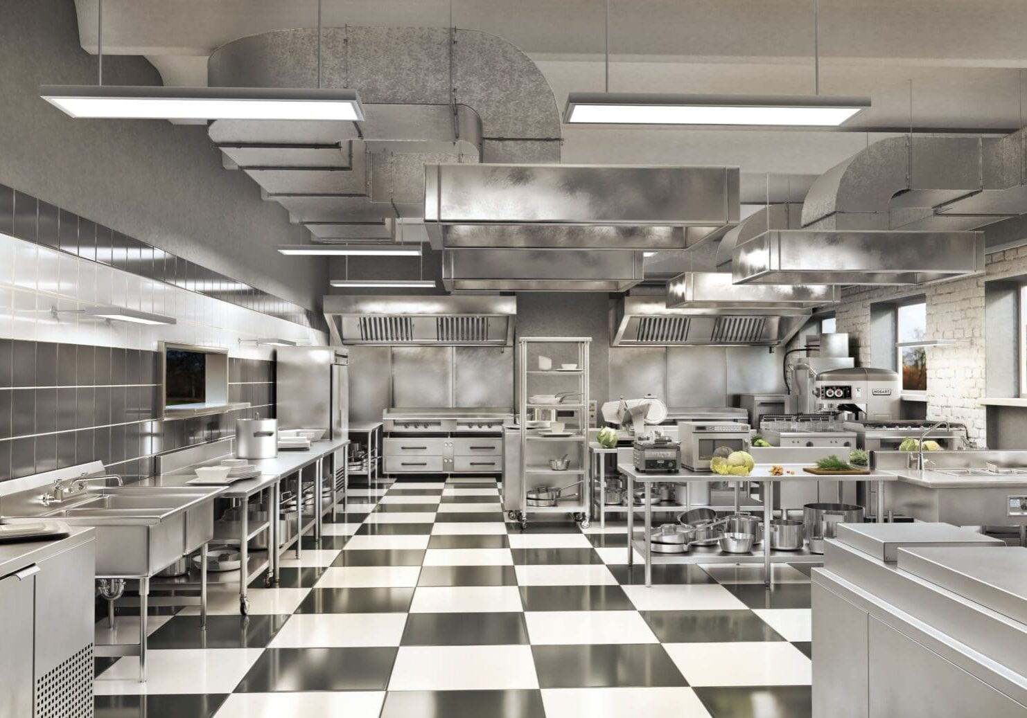 A kitchen with many different types of appliances.